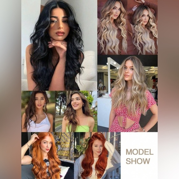 Clip In Hair Extensions 20 In Long Wavy Thick Full set light Blonde 18/6… - Picture 9 of 11